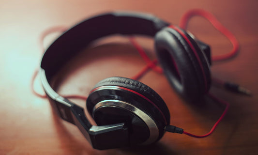 red headphones